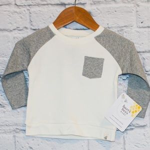 NEW! Burt's Bees 3-6M Grey Long Sleeve Shirt